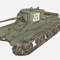 Green Military Tank With 228 Number On Turret And Metal Tracks
