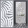 Modern Decorative Room Dividers With Laser Cut Leaf Patterns For Interior Design 3d model