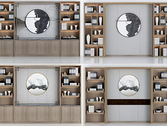 New Chinese Style Bookcase Wine Cabinet 3d model