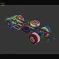 3D Model of Car Chassis with Tires Battery and Frame Structure 3d model