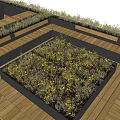 Outdoor Wooden Benches Surrounded by Colorful Flowers and Green Plants in Park Setting