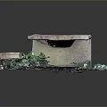 Outdoor Stone Bench And Seat Design With Moss Covered Surface And Concrete Base