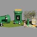 INTIME Photo Check in Spot With Pandas Green Cylindrical Structures Grass Lawn And Signboard