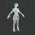 Mysterious Aquatic Animal 3D Model With Single Eye Red Tentacles And Humanoid Figure