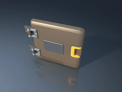Modern Metal Swing Door With Gold Lock And Hinges Design Features 3d model