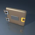 Modern Metal Swing Door With Gold Lock And Hinges Design Features