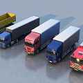 Various Types of Trucks in Different Colors Featuring Fire Cargo and Dump Vehicles