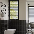 Modern Bathroom Interior Design With Black And White Mosaic Floor Bathtub And Marble Vanity