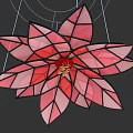 Stained Glass Flower Shaped Decorative Piece With Red Pink Petals And Gold Center