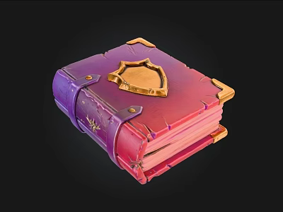 Ornate Purple Pink Gradient Book Cover With Golden Emblem And Decorative Corners 3d model