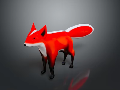 Stylish Red Fox Toy Figure in Standing Pose With White Chest and Black Legs 3d model