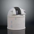 White Dome Observatory Building With Cylindrical Base Small Windows And Observation Opening 3d model