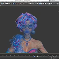Stylish Game Movie Character With Pink Blue Hair And Decorative Outfit