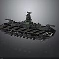 Detailed Large Water Vessel Warship with Turrets Superstructure and Flight Deck Design