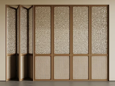 Quiet ancient sliding door wooden sliding door 3d model