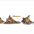 Rustic Wood And Stone Decorative Tree Stumps With Mossy Surfaces And Natural Texture