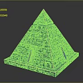 Neon Purple Blue Pyramid Structure With Circuit Patterns And Reflective Base
