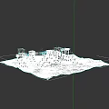 Detailed City Building Complex Model With Various Heights Silver Gray Structures On Brown Base