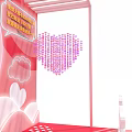 Heart Shaped Photo Check In Spot With Pink Background Steps And Cloud Elements 3d model