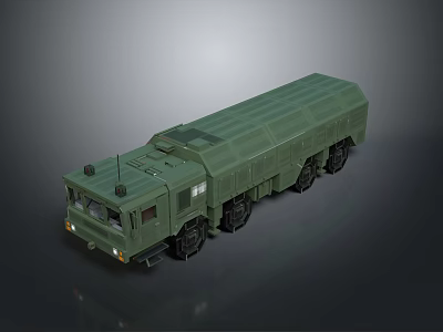 Green Military Tank Armored Vehicle With Wheeled Design And Cargo Compartment 3d model