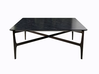 Modern Black Marble Top Coffee Table With Crossed Metal Legs Design 3d model