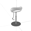 White Modern Bar Stool with Adjustable Height Metal Frame and Round Base Design 3d model