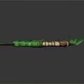 Natural Themed Weapon with Green Leaf Blade Wooden Handle Vines and Roots Decorative Design