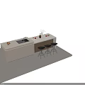 Modern Home Bar Counter With Sink White Countertop Decorative Items And Three Black Bar Stools