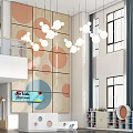 Modern Two Story Kindergarten Open Space With Colorful Circular Wall Panels Pendant Lights And Bookshelves