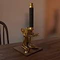 Classic Wooden Desk With Matching Chair Microscope Open Red Box And White Paper