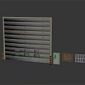 Gray Roller Garage Door Exterior With Control Panel And Side Vents