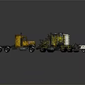 Industrial Modified Trucks With Detailed Mechanical Structures And Yellow Accents