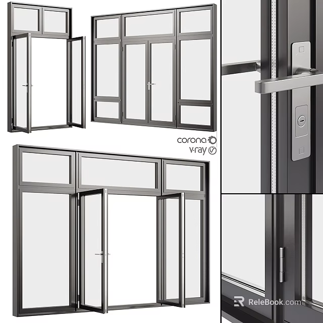 Modern Aluminum Casement Window With Double Glazed Glass And Security Lock Design 3d model 
