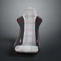 Modern Single Chair With White Padded Seat Black Frame And Red Stitching 3d model