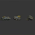 Diverse Lizard Toy Figures In Gray Yellow Colors With Crawling Poses