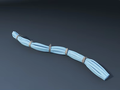 Blue Long Striped Roadside Facility Tied With Straps For Traffic Safety 3d model