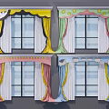 Colorful Window Curtains With Decorative Valances In Yellow Green Pink Blue