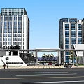Modern Innovation Research Center Office Building With Glass Curtain Walls And Entrance Canopy
