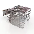 Industrial Metal Framework Structure With Platform And Mechanical Support Beams Design