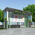 Outdoor Garbage Sorting Pavilion With Colorful Classification Signs And Green Trees 3d model