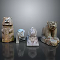 Decorative Animal Statues Display With Bear Elephant Lion And Stone Craft Details