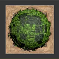 Green Round Topiary Plant In Wooden Square Decorative Planter Box