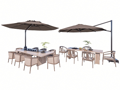 Outdoor Leisure Table and Chair Outdoor Dining Table and Chair Rattan Leisure Chair Negotiation Table and Chair with Parasol model