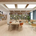 Reading Room Classroom Reading Room Library Background Wall 3d model