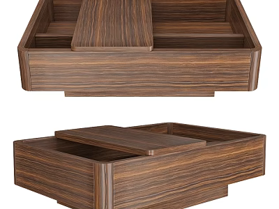 Modern Wooden Coffee Table With Wood Grain Surface And Storage Compartments 3d model