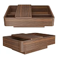 Modern Wooden Coffee Table With Wood Grain Surface And Storage Compartments