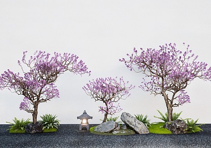 arbor peach tree old pile peach blossom tree cherry blossom tree courtyard sketch landscape stone 3d model