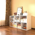 White Bookshelf with Multiple Compartments Organizing Books Storage Boxes and Decorative Items 3d model