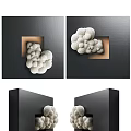Abstract Painting With Black Background And White Sculptural Textured Forms In Square Frames 3d model