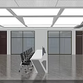 Modern Monitoring Room Interior With Control Desk Multiple Screens Large Windows And Chairs